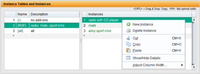 Instances can now also be copied between instance tables using <CRTL> and drag & drop or the keyboard via <CRTL>+X and <CRTL>+V.