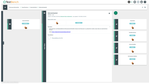 Screenshot: Section of a generic test, here in TestBench CS