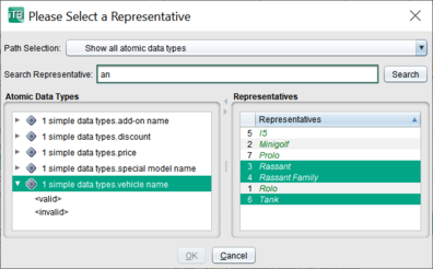 In the selection dialog for representatives of a generic parameter now you can sort and search.