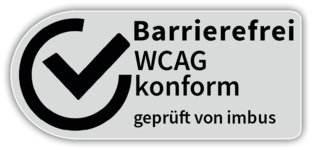 Logo: Barrierefrei WCAG konform geprüft von imbus