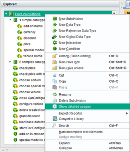 Call detailed usage for a test element or all elements of a subdivision.